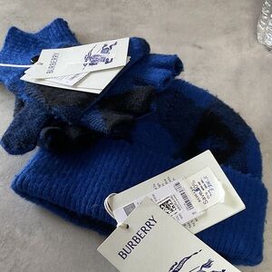 Burberry Royal Blue and Black Knit Accessories